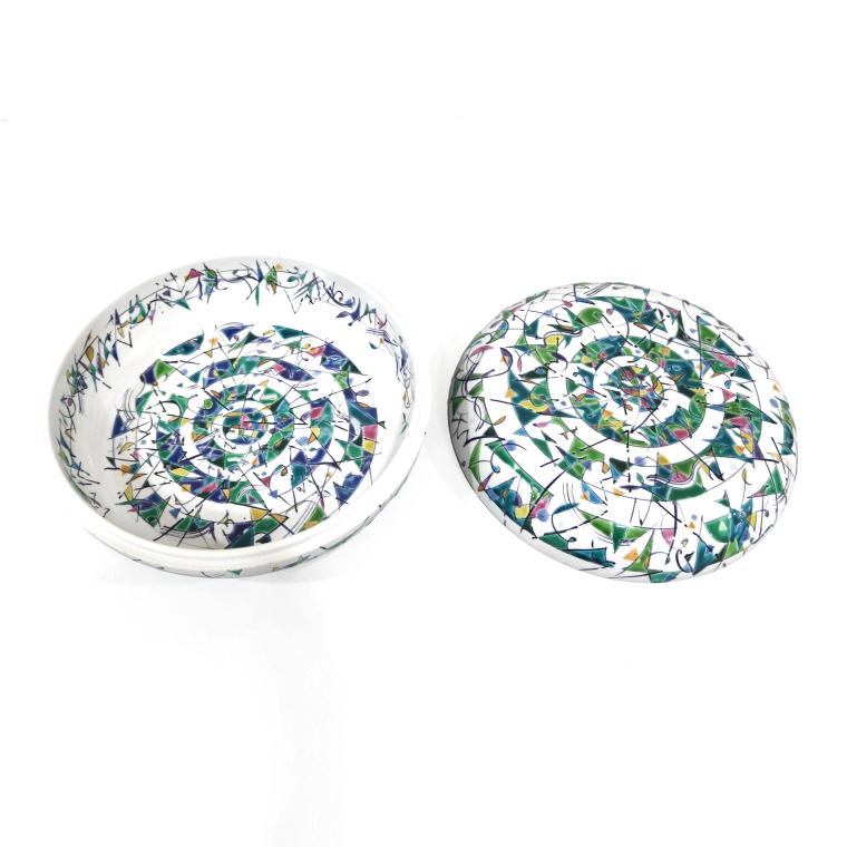 photo Box with Colored Geometric Design in Overglaze Enamel