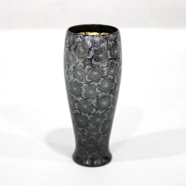 photo Tea Utensil Box with Cherry Blossom Design in Chinkin and Inlay