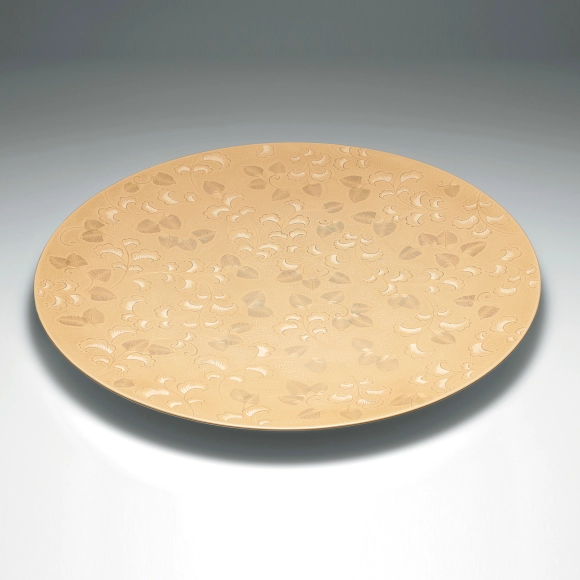 Tray with Pine and Arabesque Design in Chinkin
