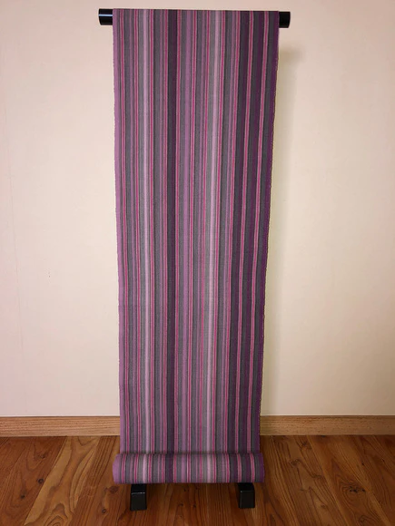 Hand-spun Kokura Weave Obi Sash "Hill Covered with Ground Pink"