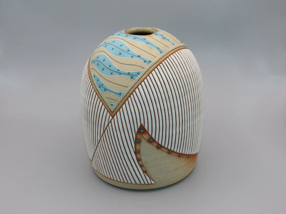 虫明焼　花入　岡山県重要無形文化財保持者　黒井千左造 黒井千左 | 岡山の伝統工芸【虫明焼-むしあけやき-】