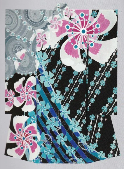 Hand-drawn Yuzen Long-Sleeved Kimono 