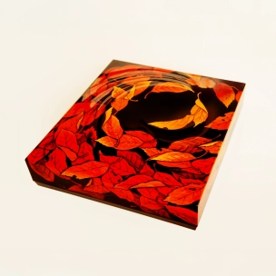 Box with Design in Urushi Carving and Kinma " Autumn deepened"