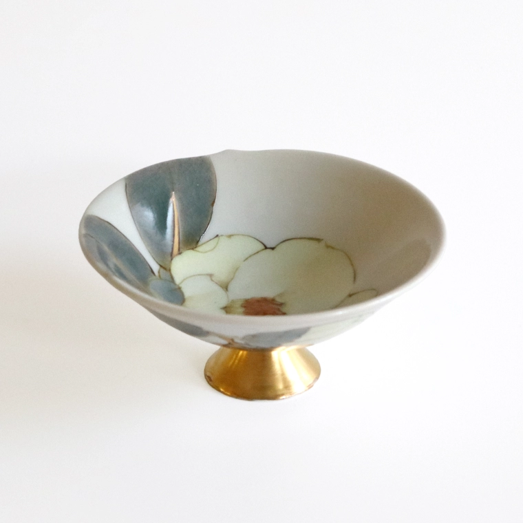photo Footed Sake Cup "Camellia Mohri Shiratama" 