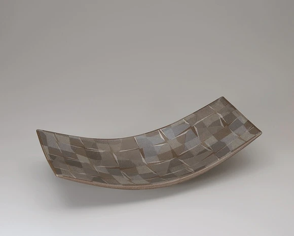 Rectangular Plate with Geometric Design and Silver Decoration