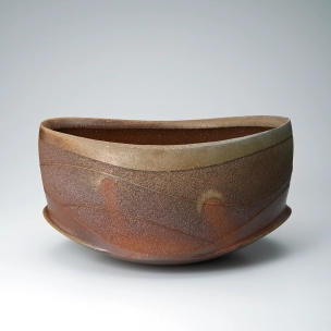 Bizen Flower Vessel with Line Design