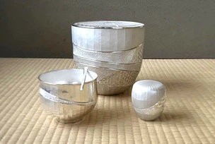 Faceted Silver Set of Tea Utensils
