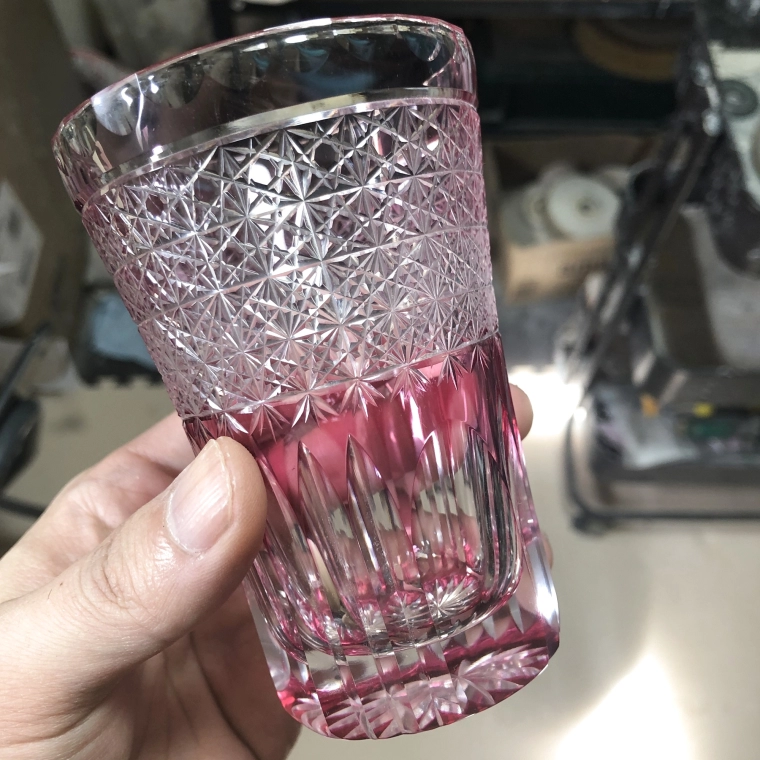 photo 菊籠目に菊繋ぎタンブラー　金赤