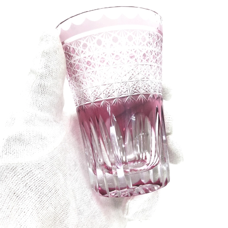 photo 菊籠目に菊繋ぎタンブラー　金赤