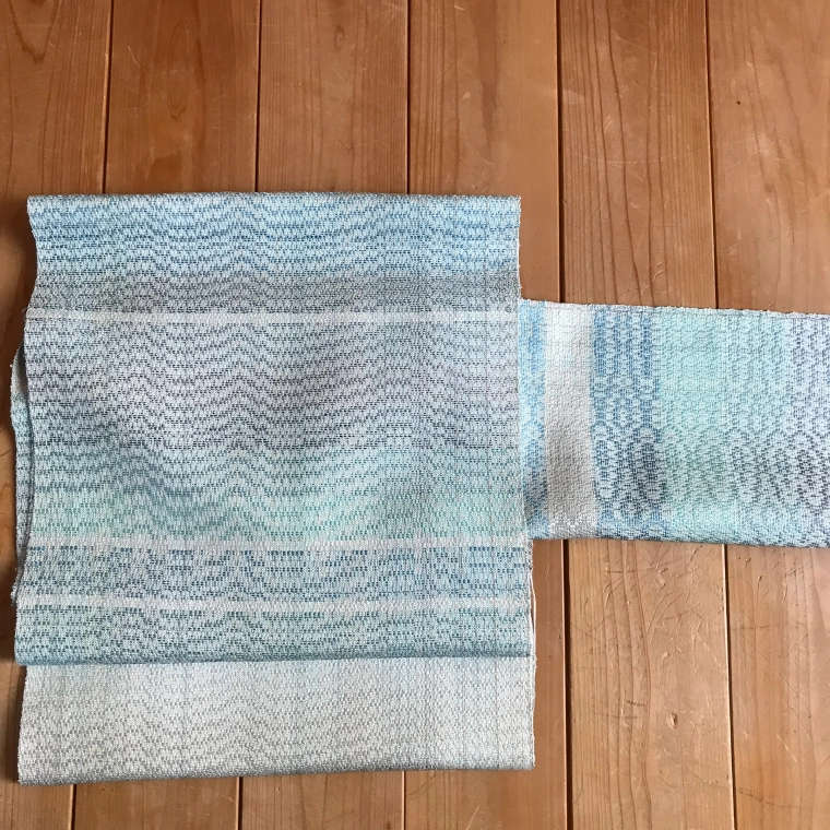 photo Obi Sash of Float Weave "Prayer of the Beautiful Ocean"