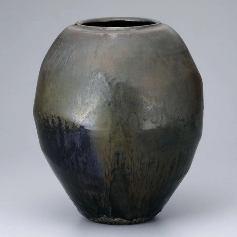 photo Jar with Black Decoration and Undulating Surface