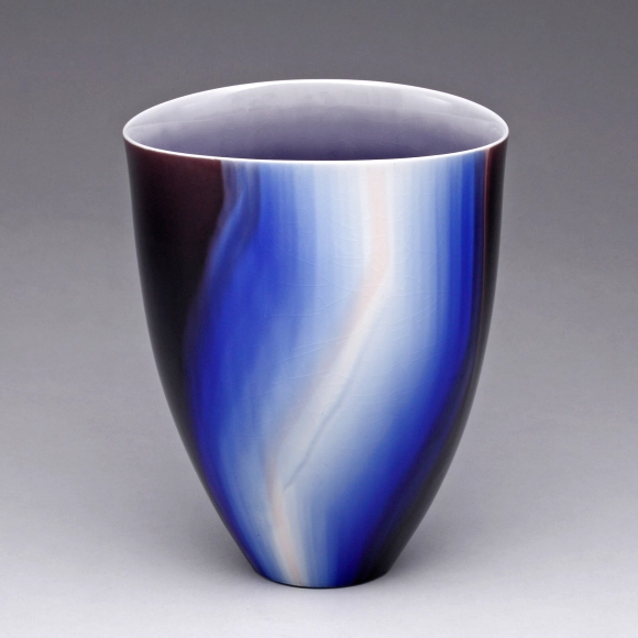 Flower Vase with Colored Glaze Decoration "Music of the Wind Through Pine Trees"