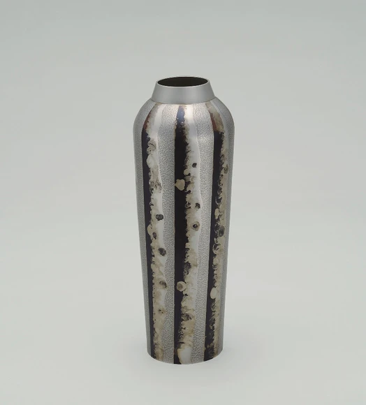 Silver and Gold-Copper Alloy Flower Vessel with Stirred Design "New Life"