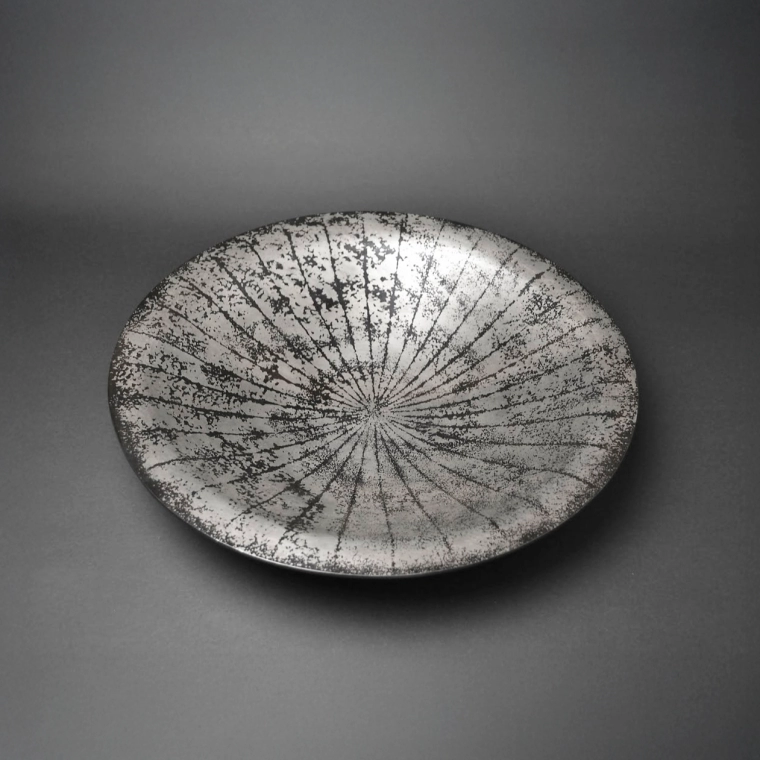 photo Hammer-Worked Copper Alloy Plate "Fireworks in the Distance"