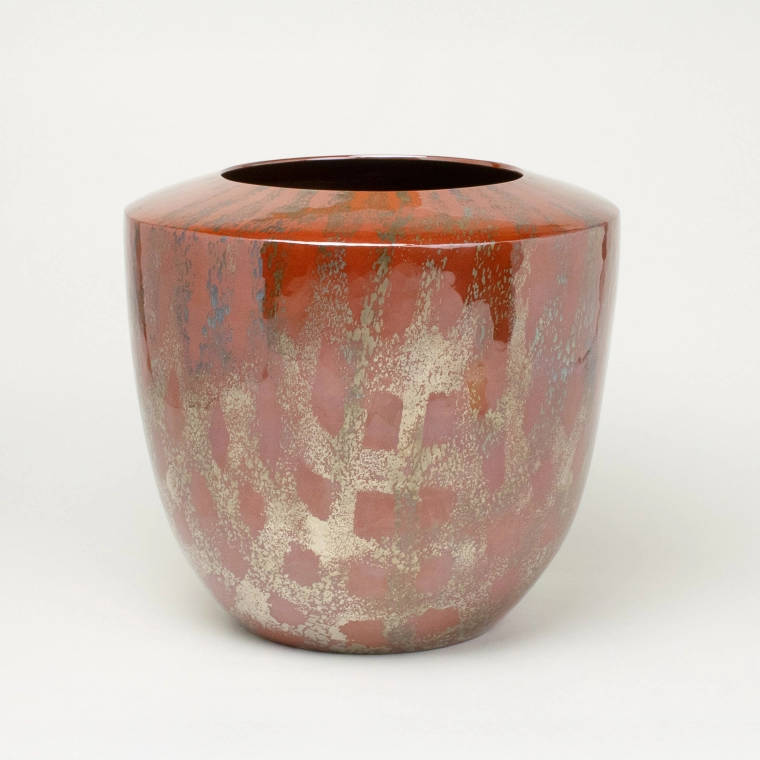 photo Hammer-Worked Copper Flower Vase with Solder Decoration Inlays "Flow"