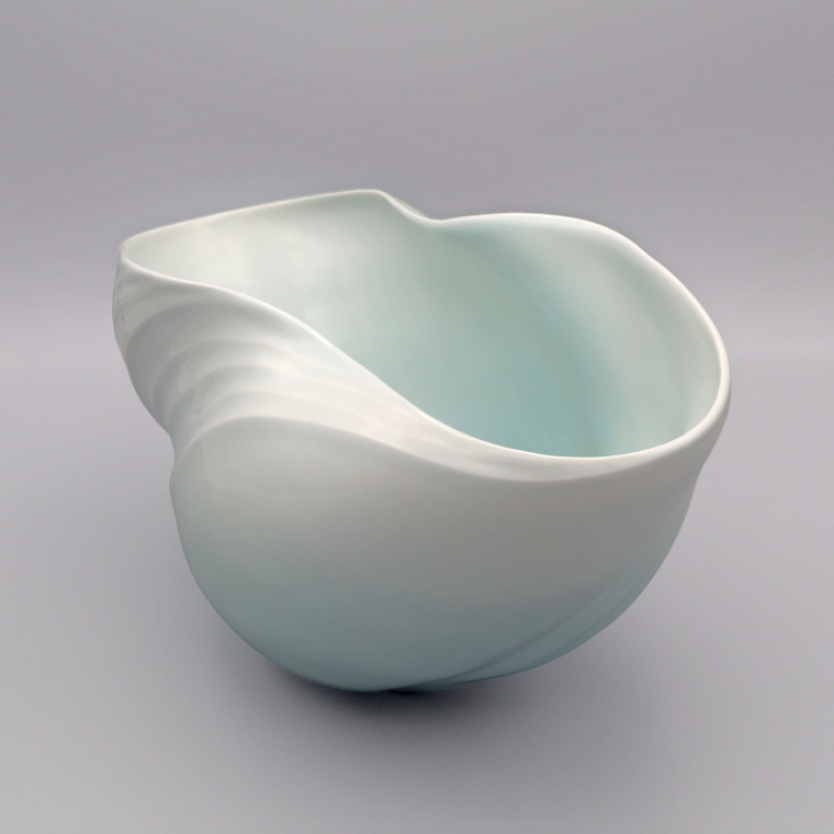 photo White Porcelain Flower Vase with Pale Blue Glaze "The Swell"