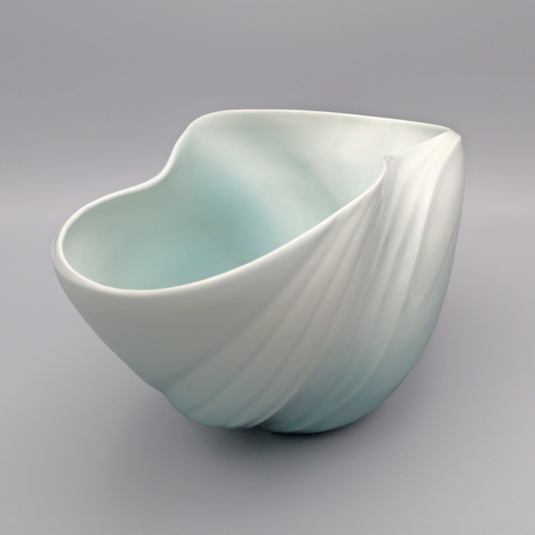photo White Porcelain Flower Vase with Pale Blue Glaze "The Swell"