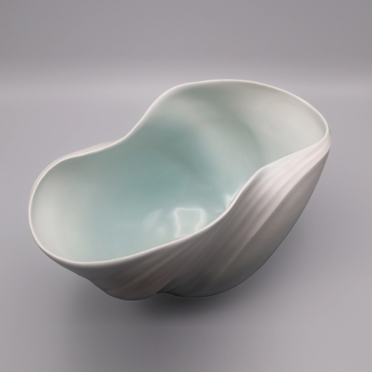 photo White Porcelain Flower Vase with Pale Blue Glaze "The Swell"