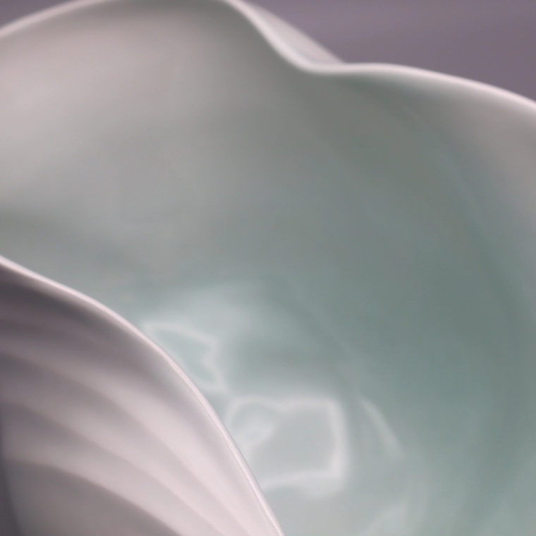 photo White Porcelain Flower Vase with Pale Blue Glaze "The Swell"