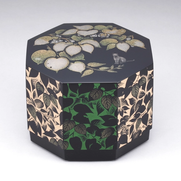 漆器 文箱 金色植物模様 漆器 文箱 金色植物模様