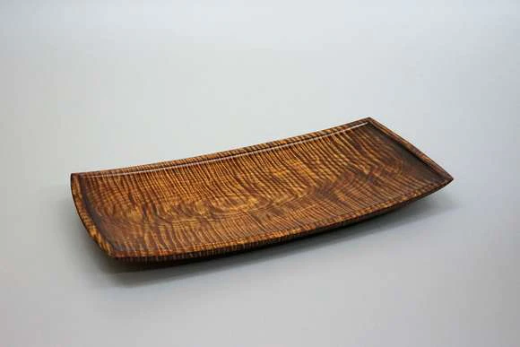 Square Dish of Horse Chestnut Wood Finished in Wiped Urushi