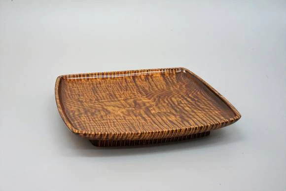 Square Dish of Horse Chestnut Wood Finished in Wiped Urushi