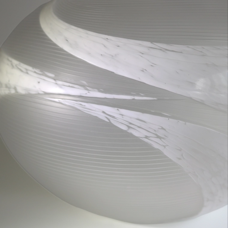 photo Glass Jar with Engraved Line Decoration "Pure White"