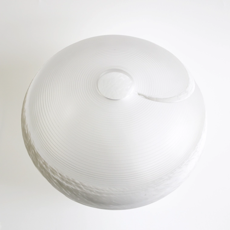 photo Glass Jar with Engraved Line Decoration "Pure White"