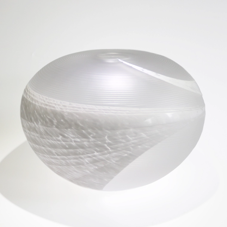 photo Glass Jar with Engraved Line Decoration "Pure White"