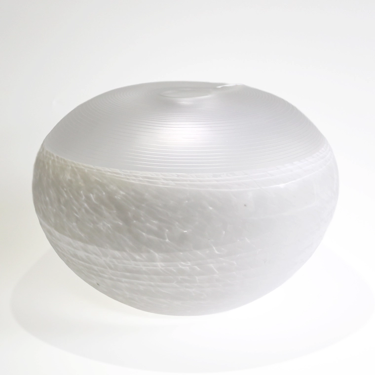 photo Glass Jar with Engraved Line Decoration "Pure White"