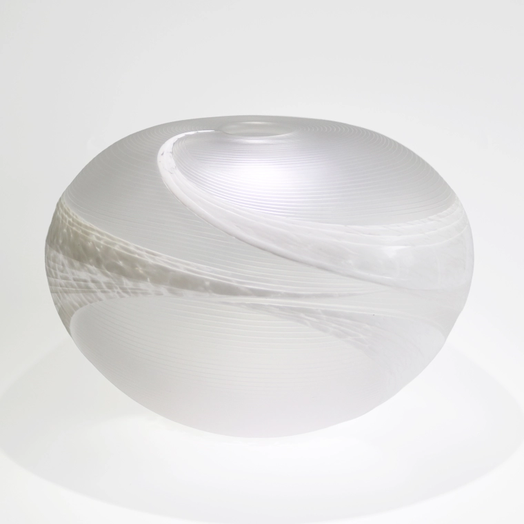 photo Glass Jar with Engraved Line Decoration "Pure White"