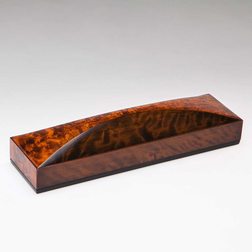 photo Japanese Cypress Wood Box for Tanzaku Finished in Wiped Urushi