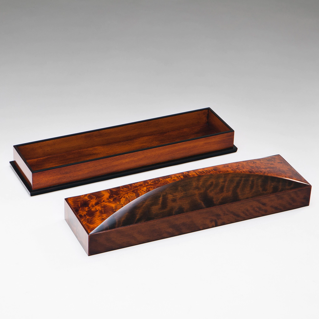 photo Japanese Cypress Wood Box for Tanzaku Finished in Wiped Urushi