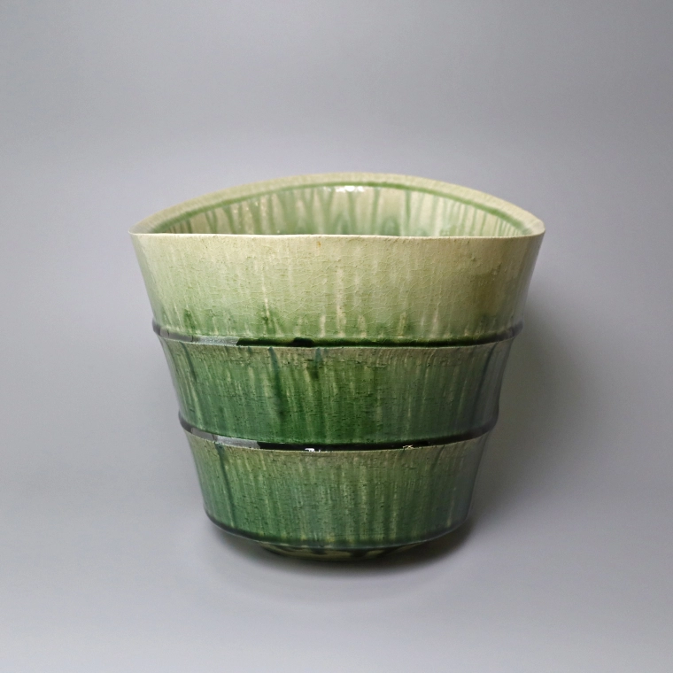 photo Flower Vessel with Green Glaze