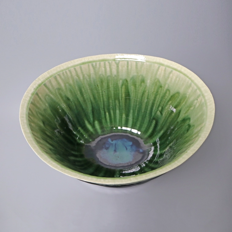 photo Flower Vessel with Green Glaze