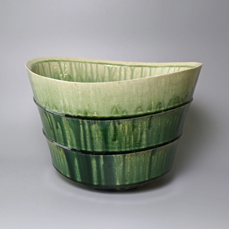 photo Flower Vessel with Green Glaze