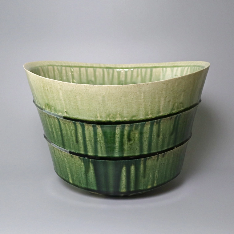 photo Flower Vessel with Green Glaze