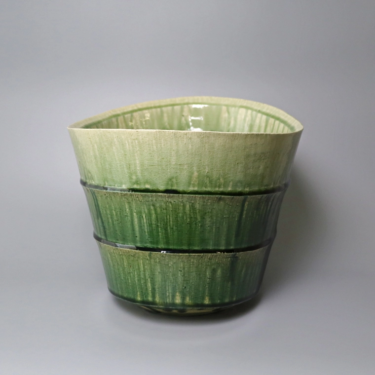 photo Flower Vessel with Green Glaze