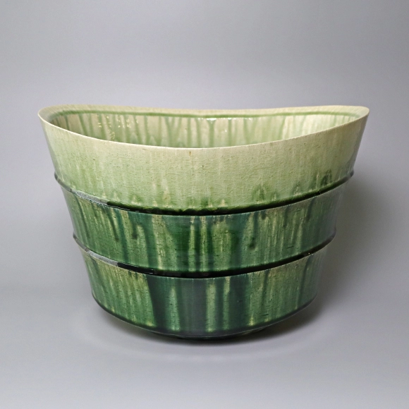 Flower Vessel with Green Glaze