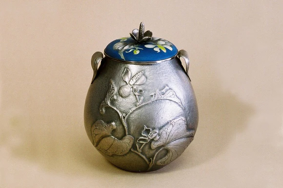 Metalwork Ornamental Jar with Cloisonne Lid 