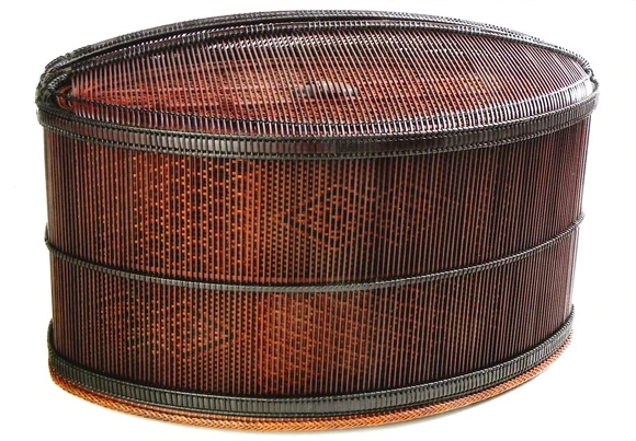 松本破風 作 『のし竹花入』 のし竹網代編茶籠(松本 破風)｜ギャラリージャパン