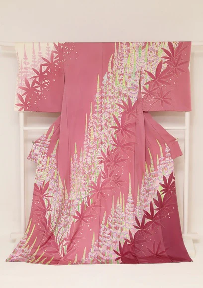 Formal Kimono with Design in Yuzen Dyeing "Lupinus"