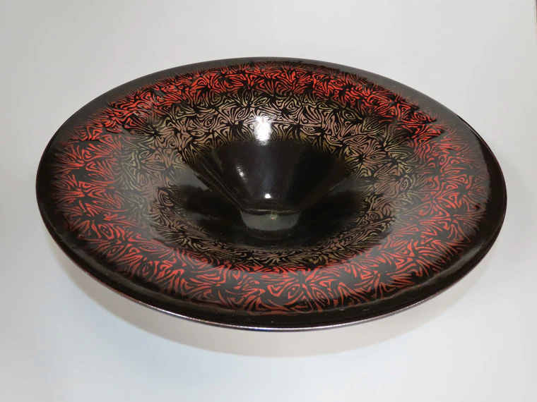 photo Iron Glaze Red Geometric Patterned Bowl