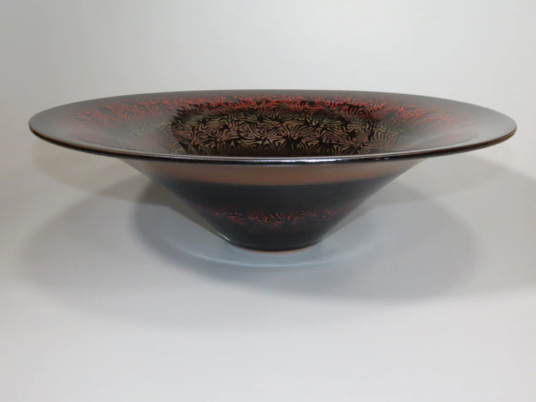 photo Iron Glaze Red Geometric Patterned Bowl