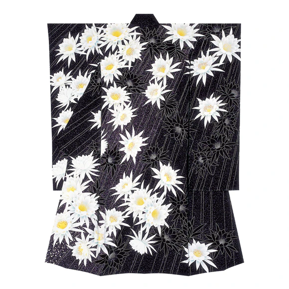 Long-sleeved Kimono with Design in Yūzen Dyeing "Moonlight"