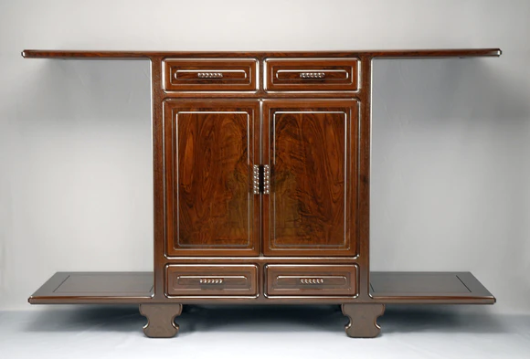 sideboard of red sandal wood finished in wiped urushi