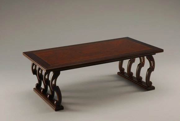 low table of red sandal wood and wood inlay