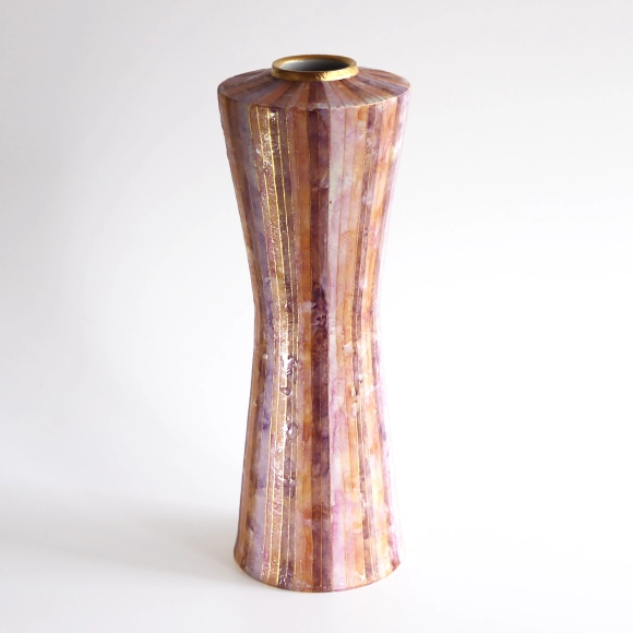 Flower Vase with Color and Gold Decoration