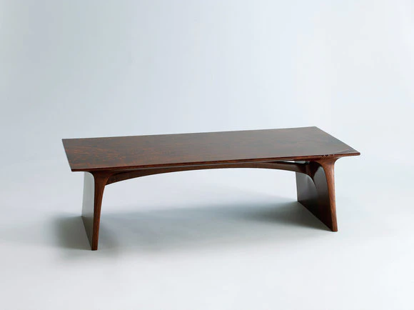 Low table of black walnut coated with urushi.