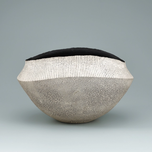 Bowl with Silver Bubble Design and Line Patterns